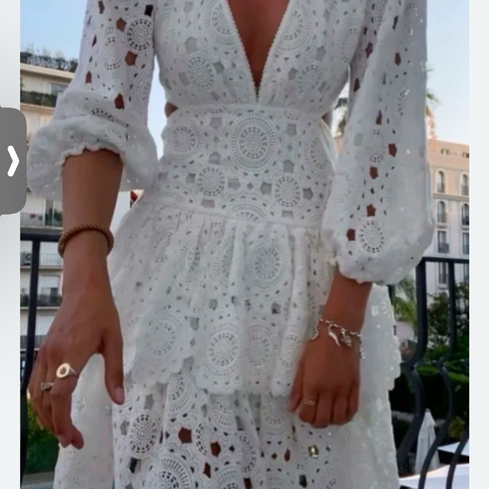 Elegant make White Lace Dress